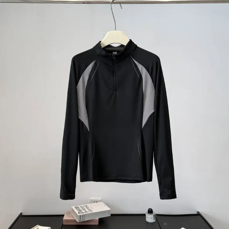 Yoga And Fitness - Women's Autumn Outdoor Half-Zip Stand Collar