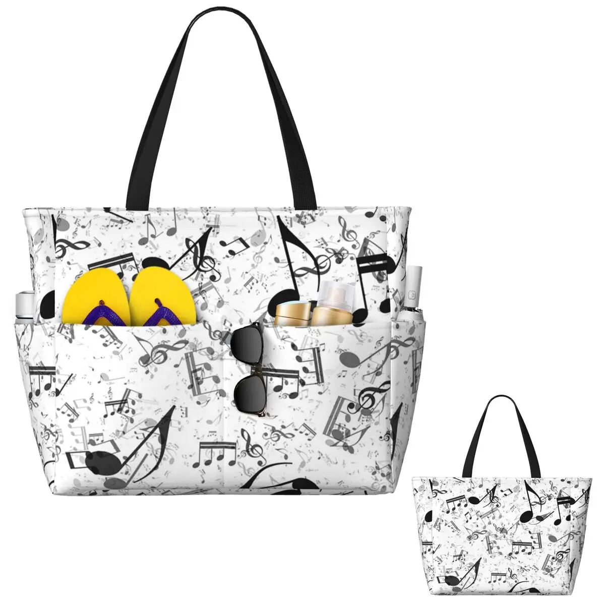 Bass Music Notes Beach Tote Ba - Yoga Fitness Music review and price