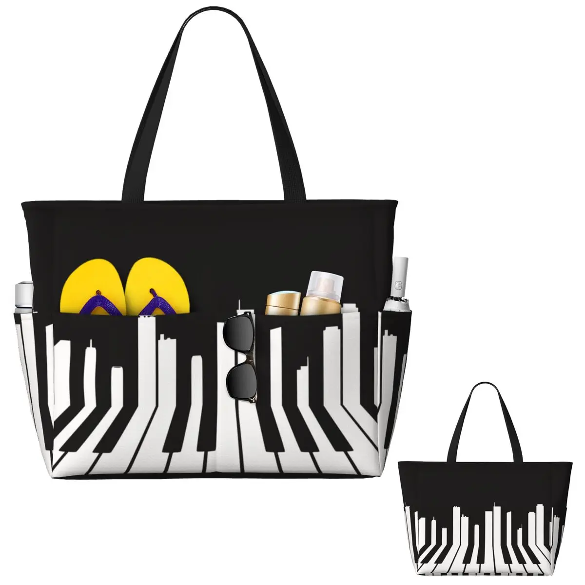 Piano City Music Beach Tote Ba - Yoga Fitness Music review and price